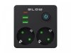 BLOW Rozgałęźnik R-20 PR 2-GNIAZDA + 2USB + USB-C czarny